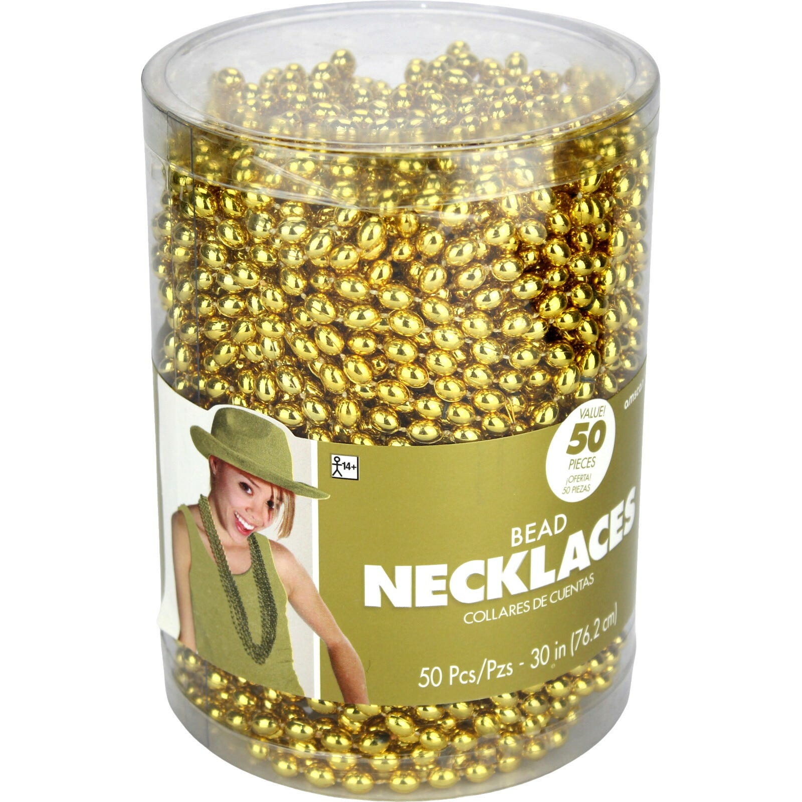 Gold Bead Necklaces (Bulk Pack of 50), Gold Party Supplies